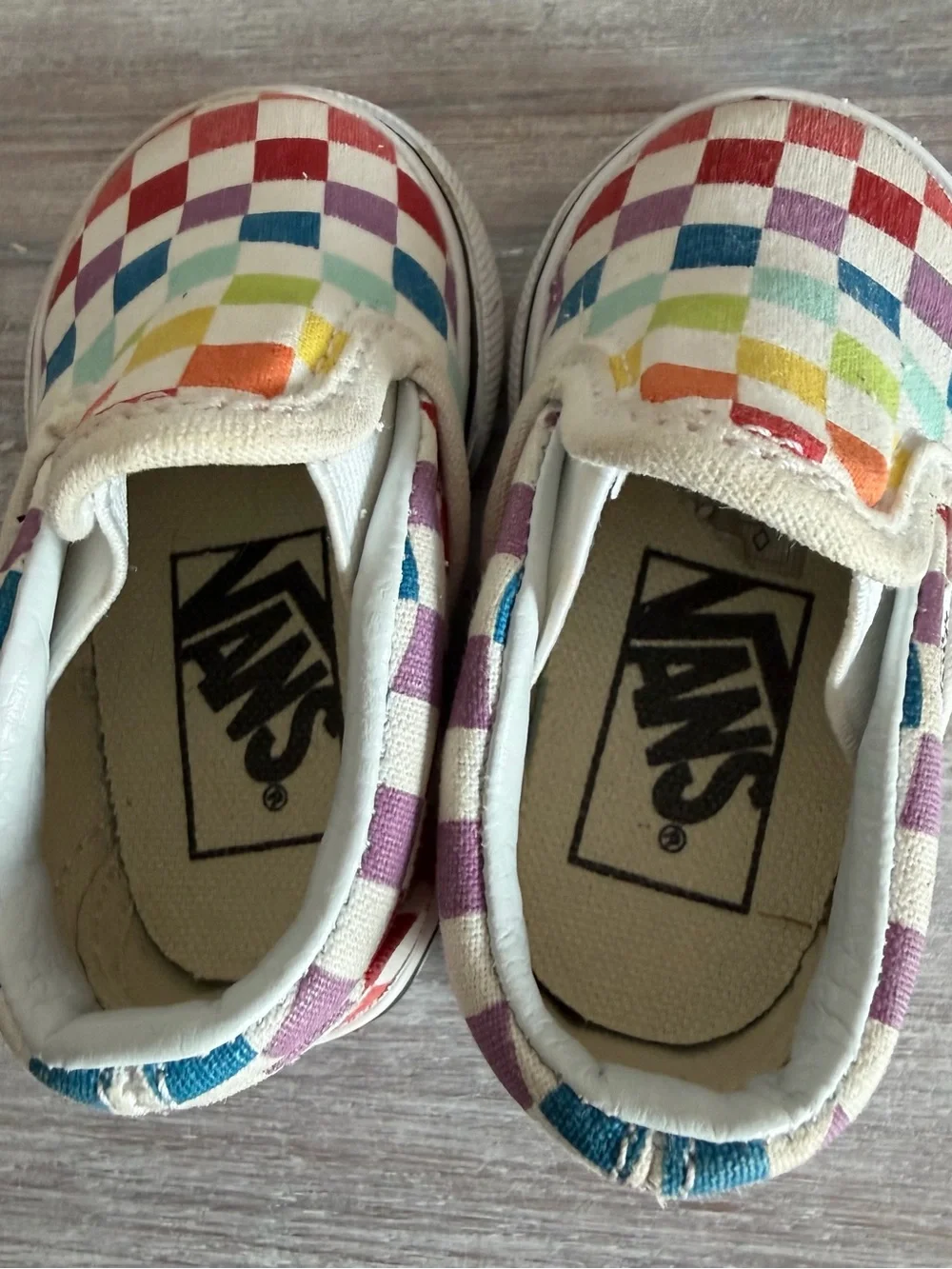 Vans Unisex Baby Slip-On Sneakers Rainbow Check Canvas Shoes 2